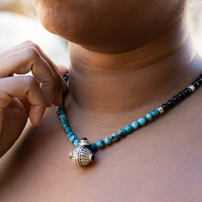 BLUE JASPER AND ONYX NECKLACE