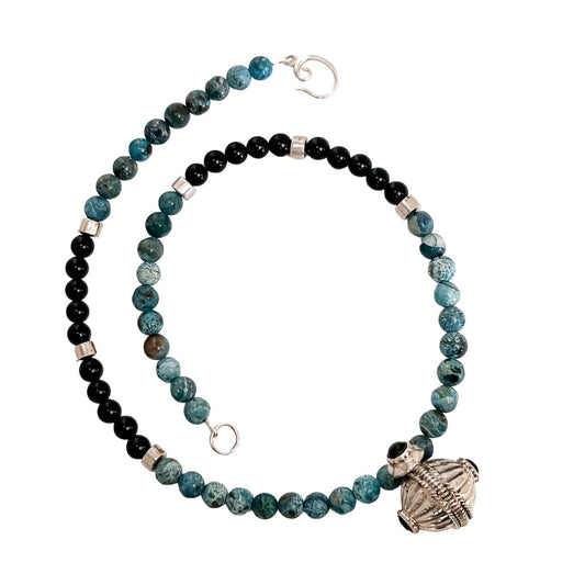 BLUE JASPER AND ONYX NECKLACE