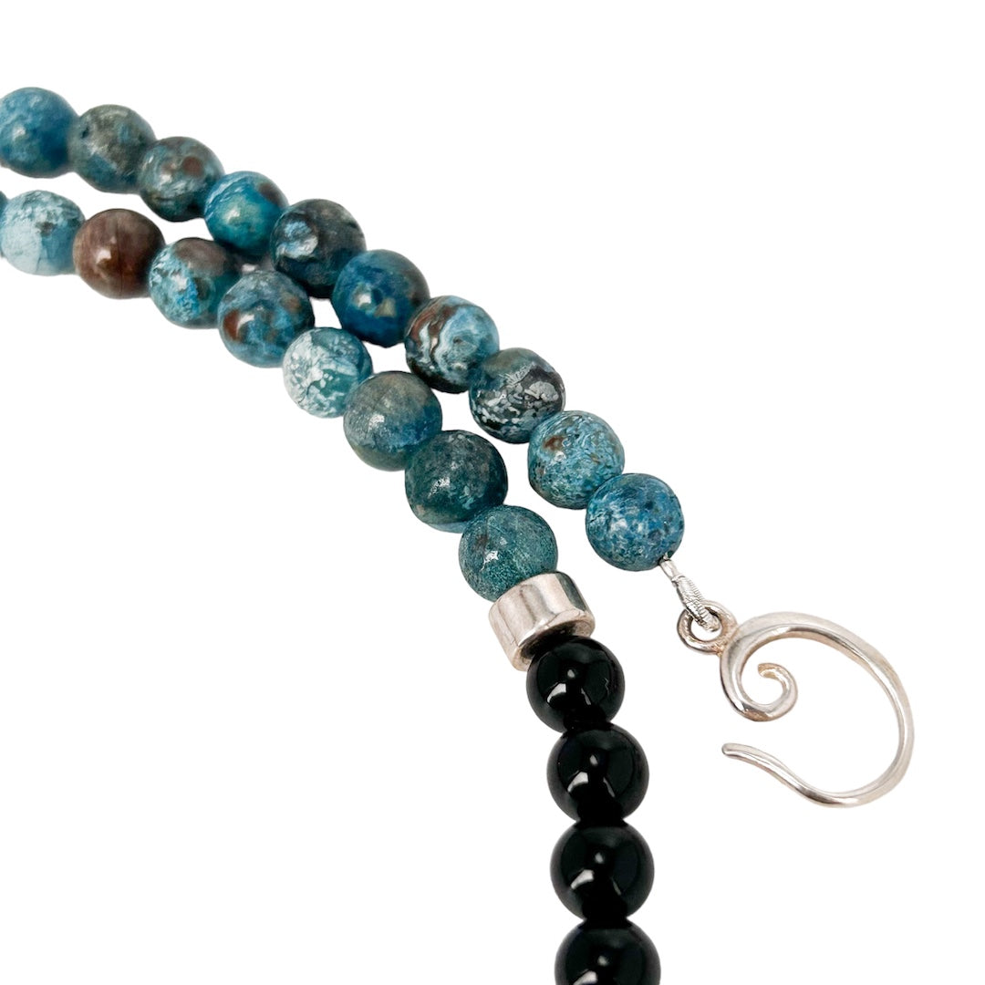 BLUE JASPER AND ONYX NECKLACE