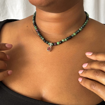RUBY-ZOISITE COLLIER WITH WATERMELON TURMALINE PENDANT