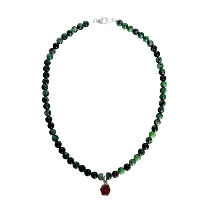RUBY-ZOISITE COLLIER WITH WATERMELON TURMALINE PENDANT