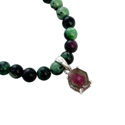 RUBY-ZOISITE COLLIER WITH WATERMELON TURMALINE PENDANT